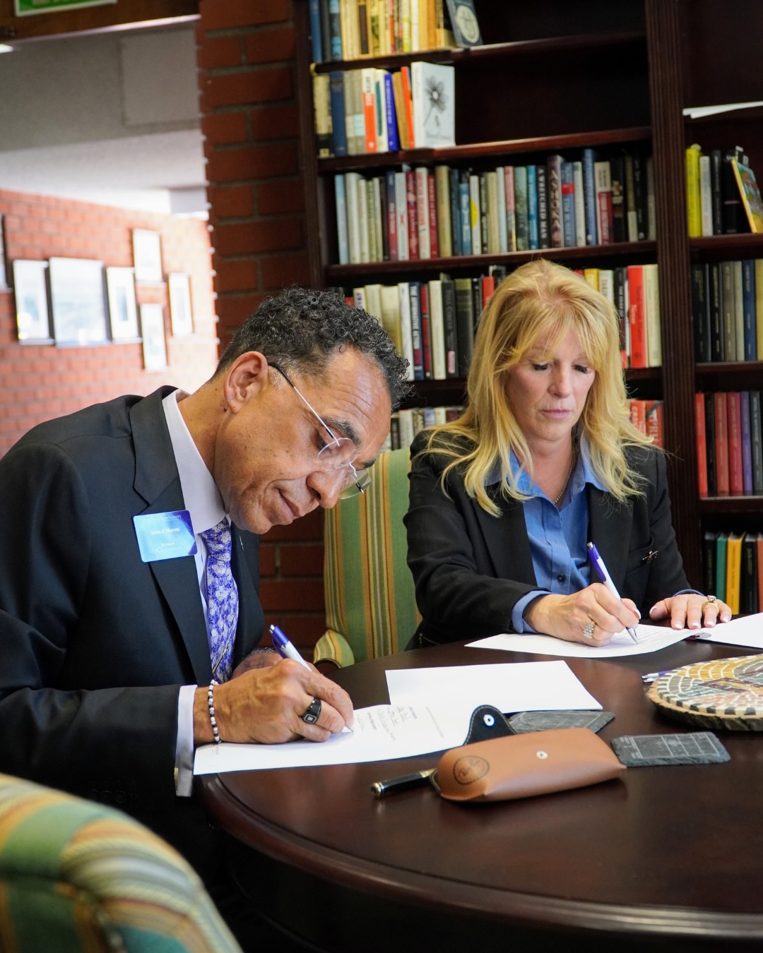 Stacey Steele at the signing of the California Lutheran University partnership.